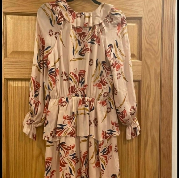 Joie  Floral Long Sleeve Ruffled Mini A-Line Dress - Picture 8 of 16